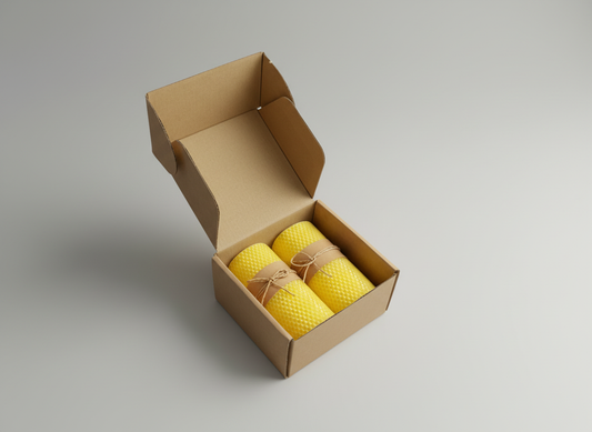 Hand rolled candles pillar duo